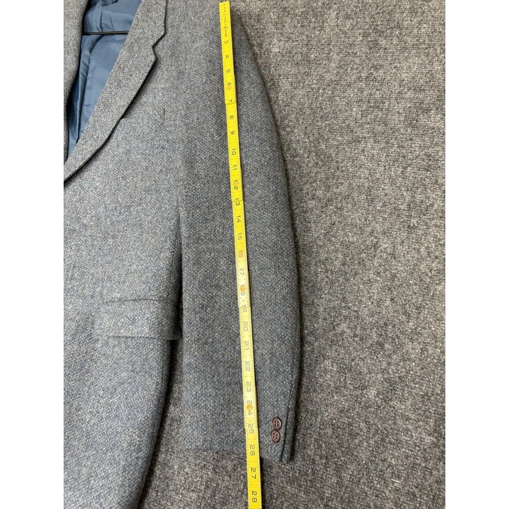 St Michael Blazer Mens 44L Blue Pure New Wool Tweed Sport Coat UK Made Vintage